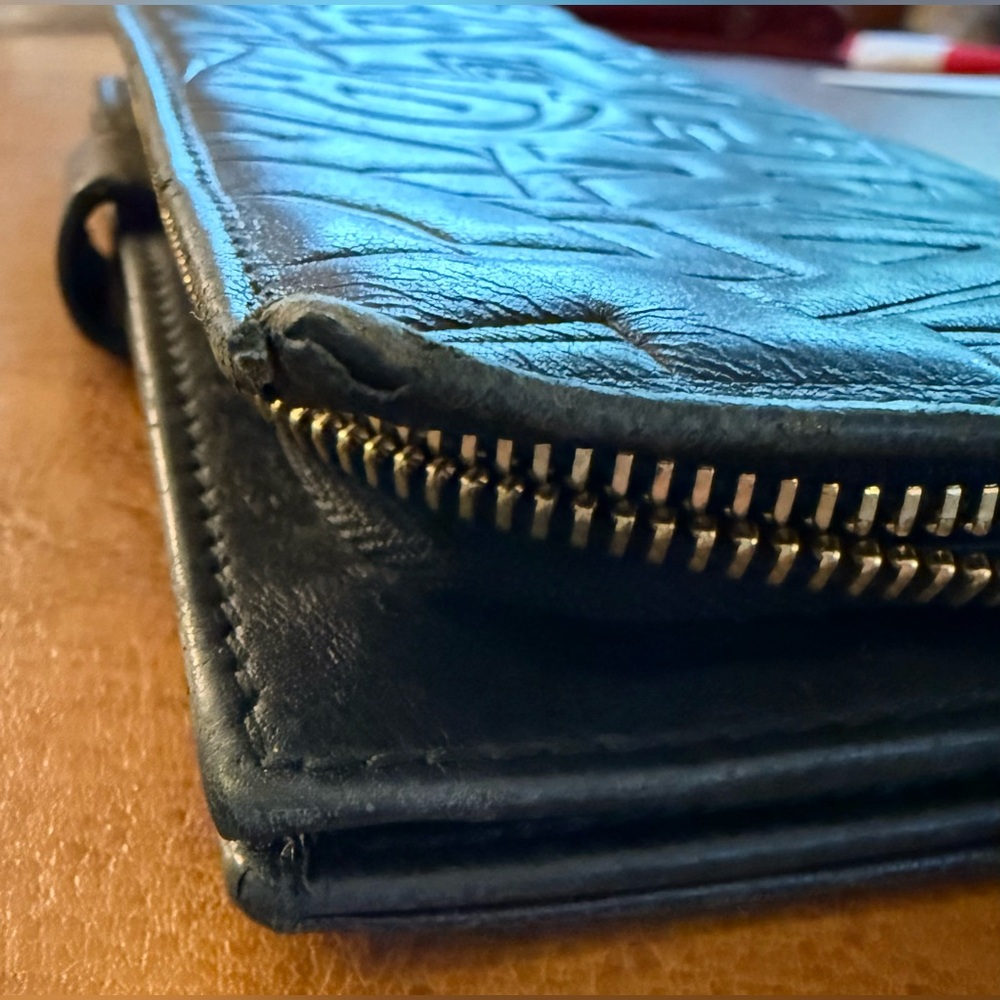 Salvatore Ferragamo Embossed Leather Long Wallet Black Made in Italy - Picture 7 of 11